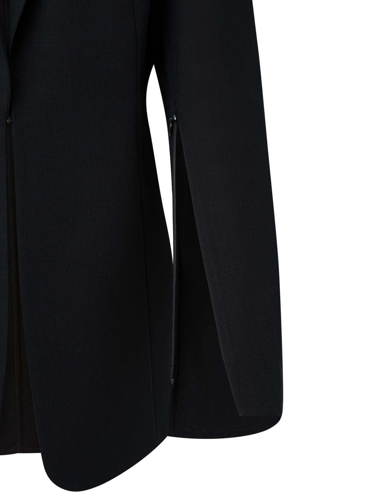 Designer Double-Face Blazer with Leather-Lined Collar - black