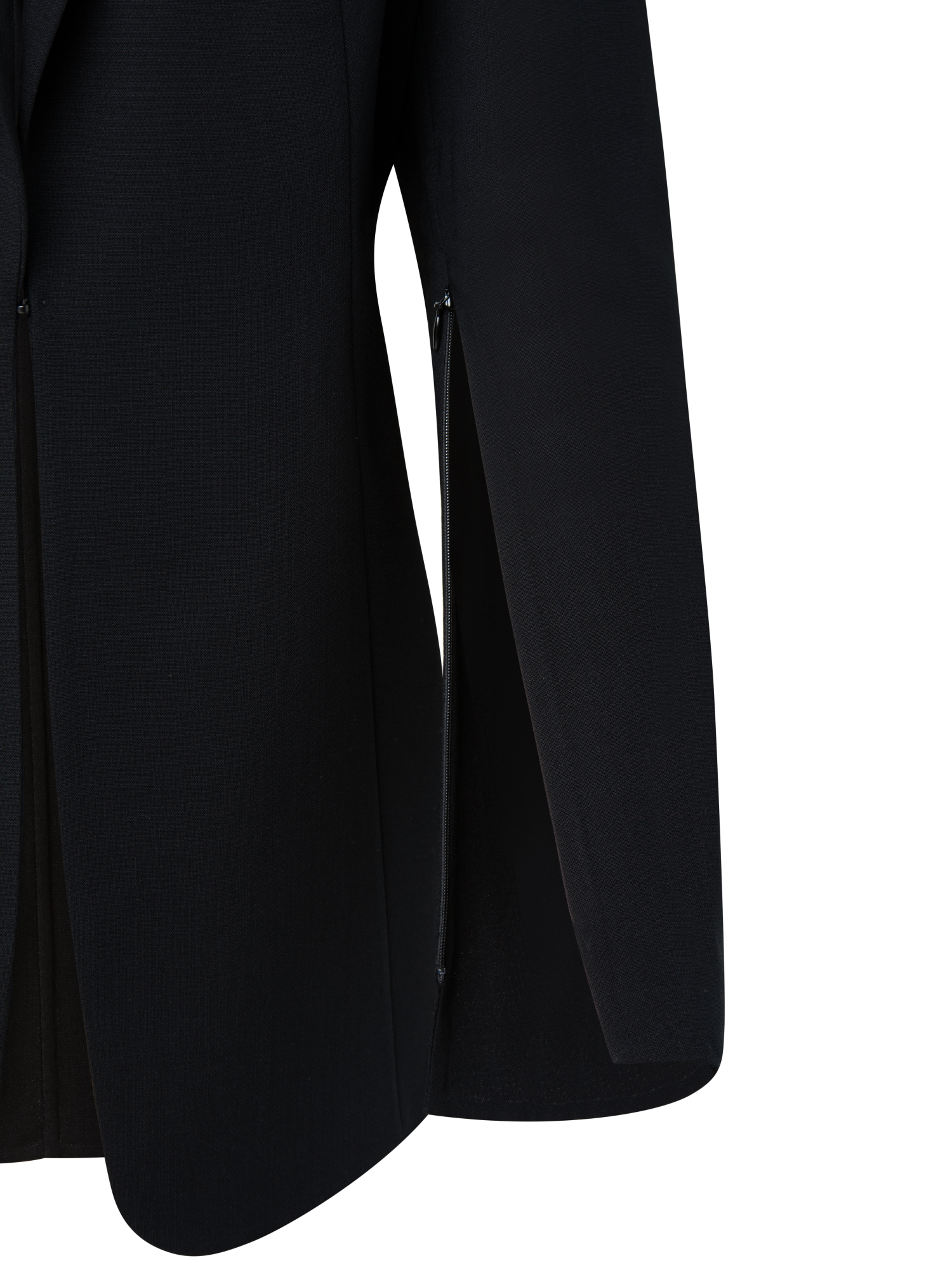 Designer Double-Face Blazer with Leather-Lined Collar - black