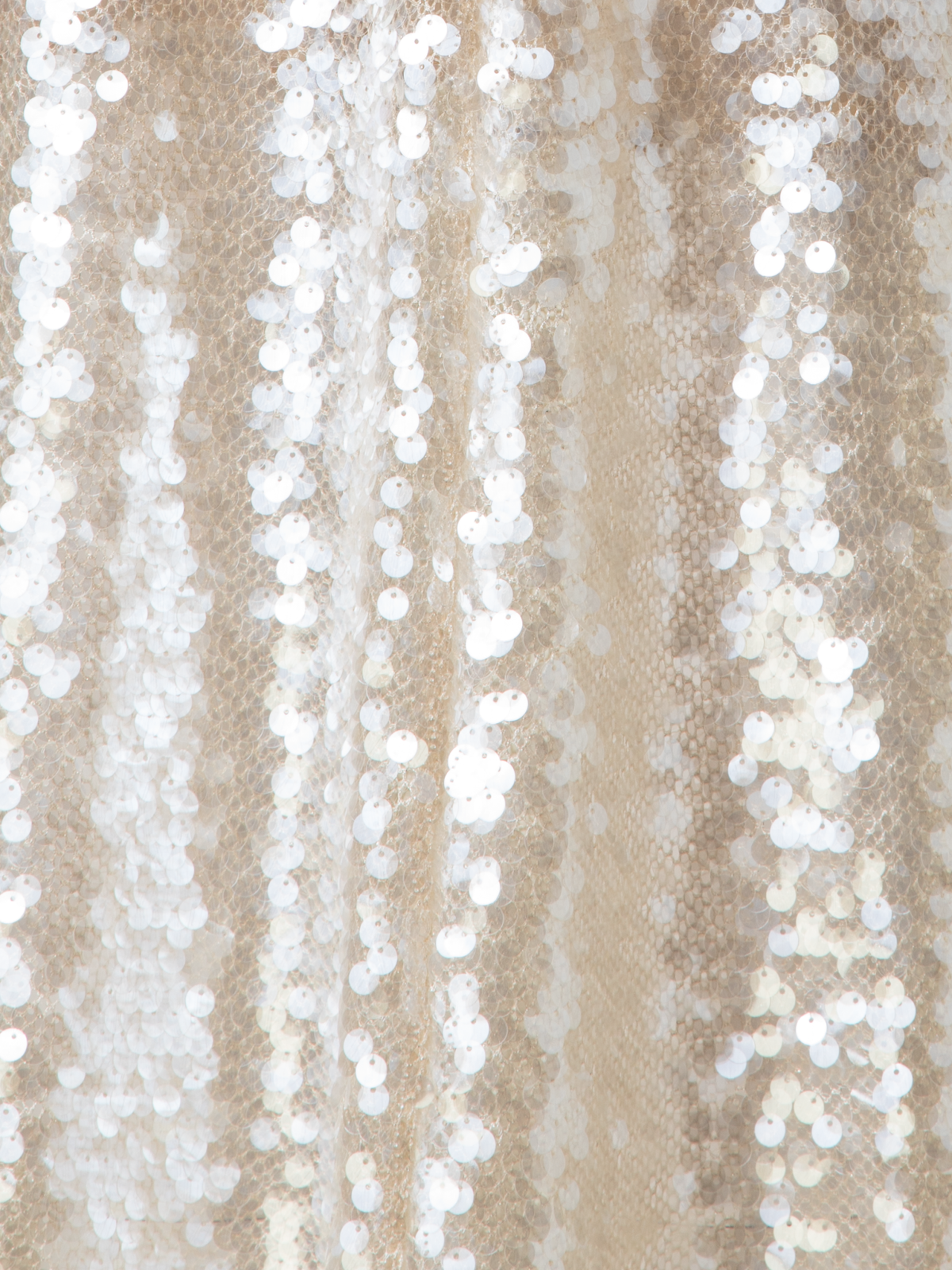 Designer Long Sequined Evening Gown - neutral - pastel - beige