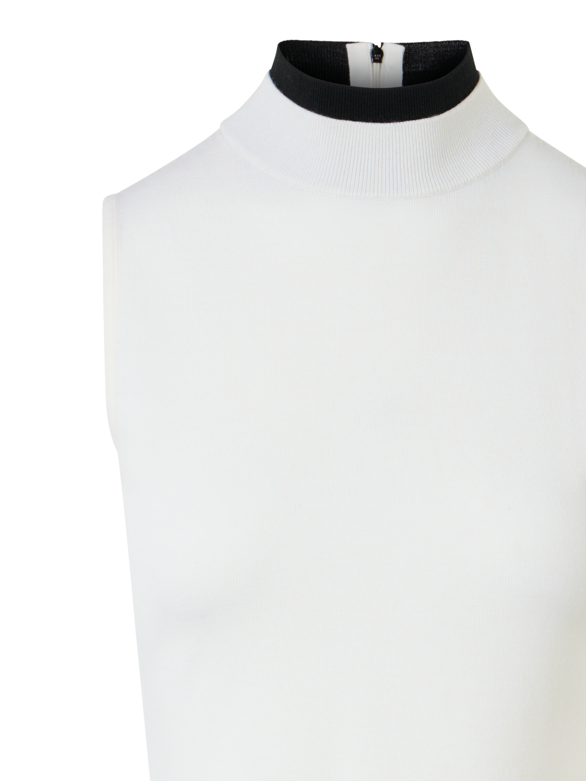 Designer Trompe l’Oeil Merino Wool Knit Top - white