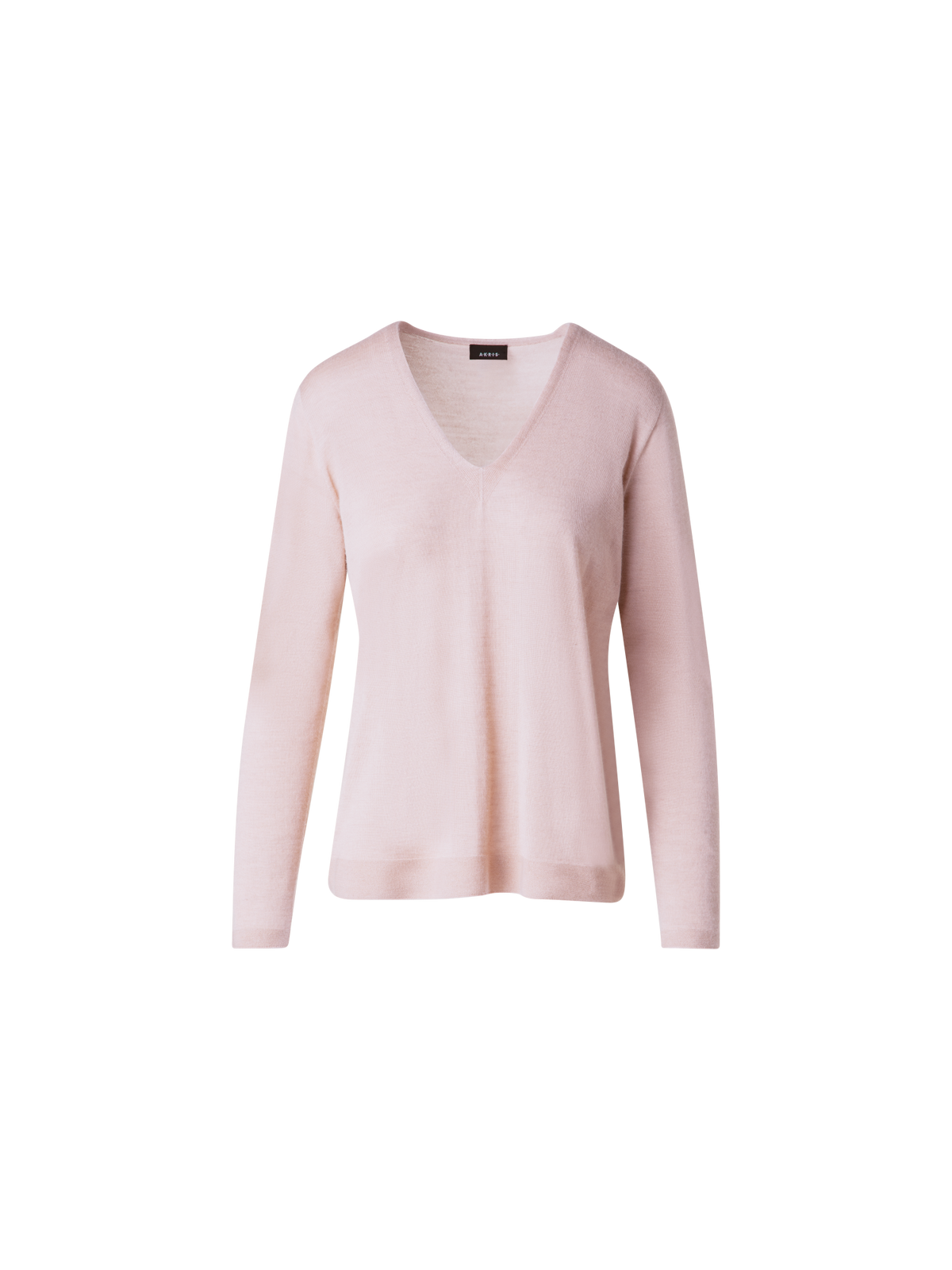 Designer Seamless Cashmere and Silk V-Neck Sweater - pastel - pink