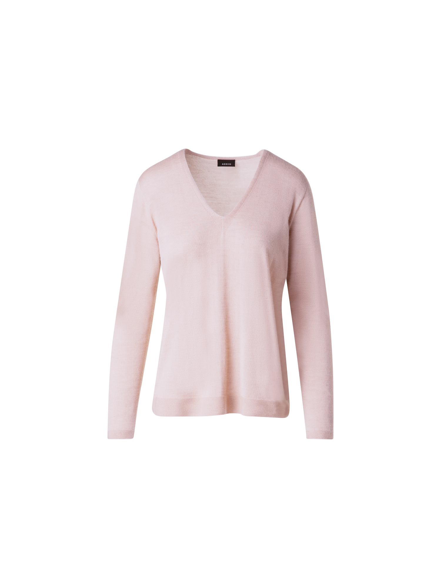 Designer Seamless Cashmere and Silk V-Neck Sweater - pastel - pink