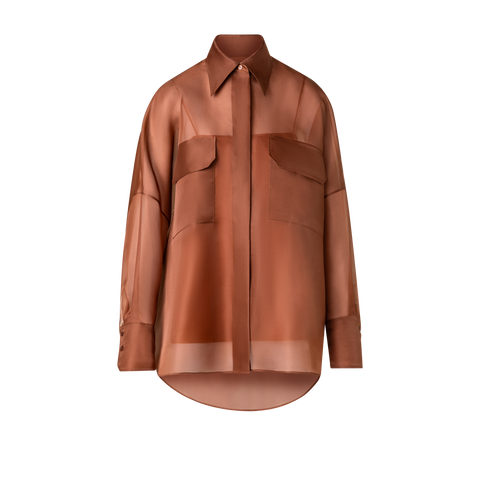 Oversized Semi-Sheer Silk Organza Shirt Blouse