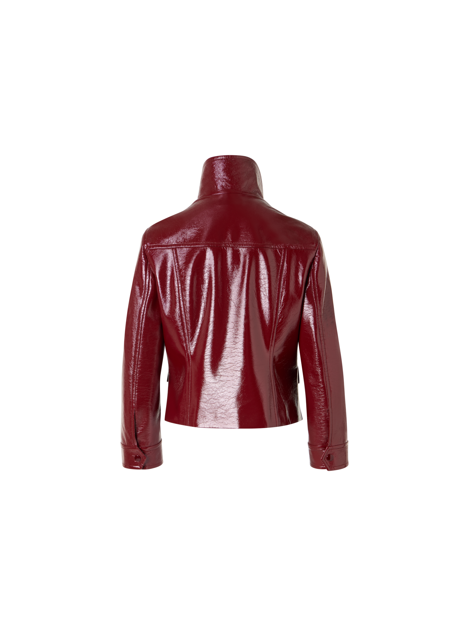 Designer Long-Sleeve Signature Pin-Dot Lamb-Nappa Leather Motorbike Jacket - red