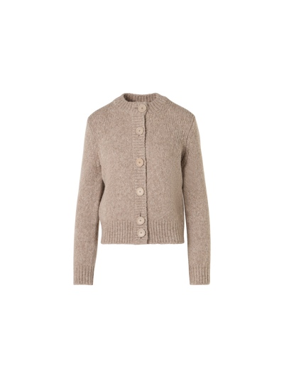 Designer Knit Cardigan in Fluffy Alpaca - beige