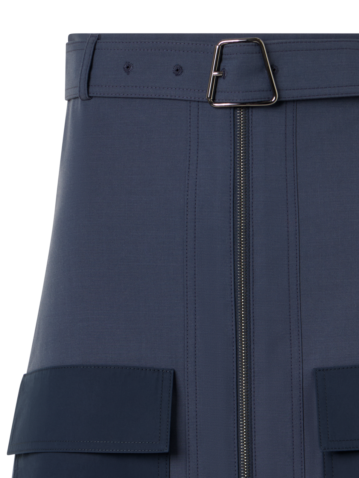 Designer Cotton Double-Face Pencil Skirt - blue