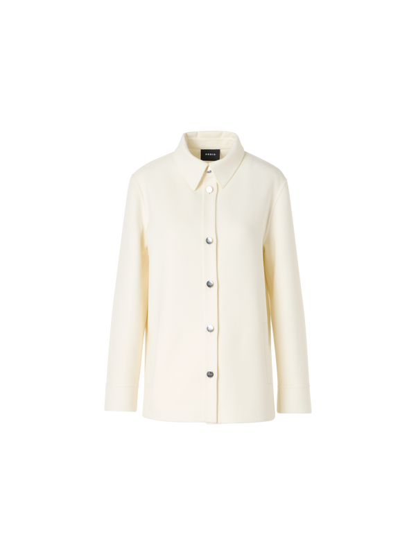 Designer Cashmere Double-Face Shirt Jacket - ecru