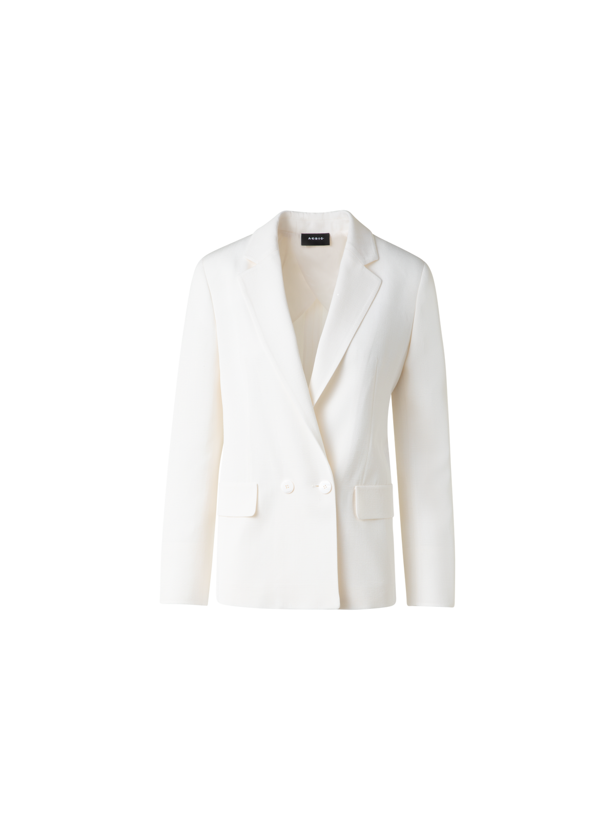 Designer Double-Breasted Blazer in Silk Shantung  - neutral - white