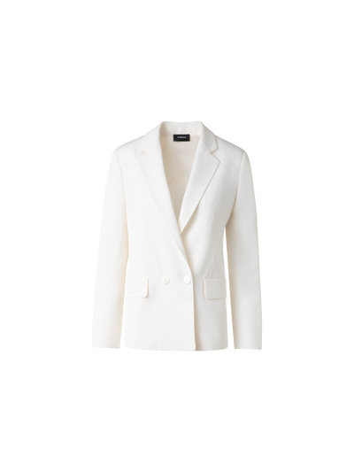 Designer Double-Breasted Blazer in Silk Shantung  - neutral - white