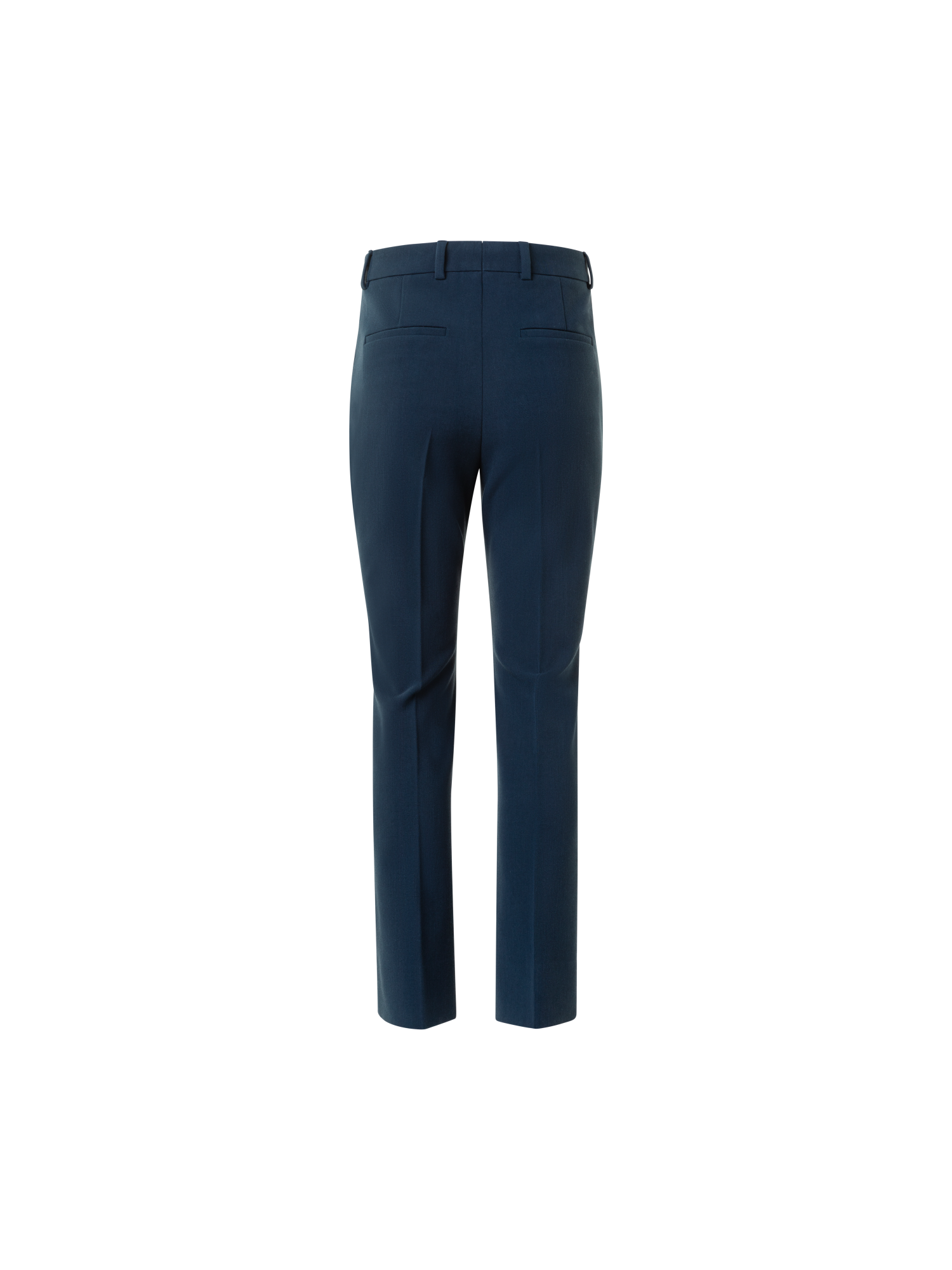 Designer Cropped Straight Stretch Lyocell Wool Pants - neutral - navy - blue