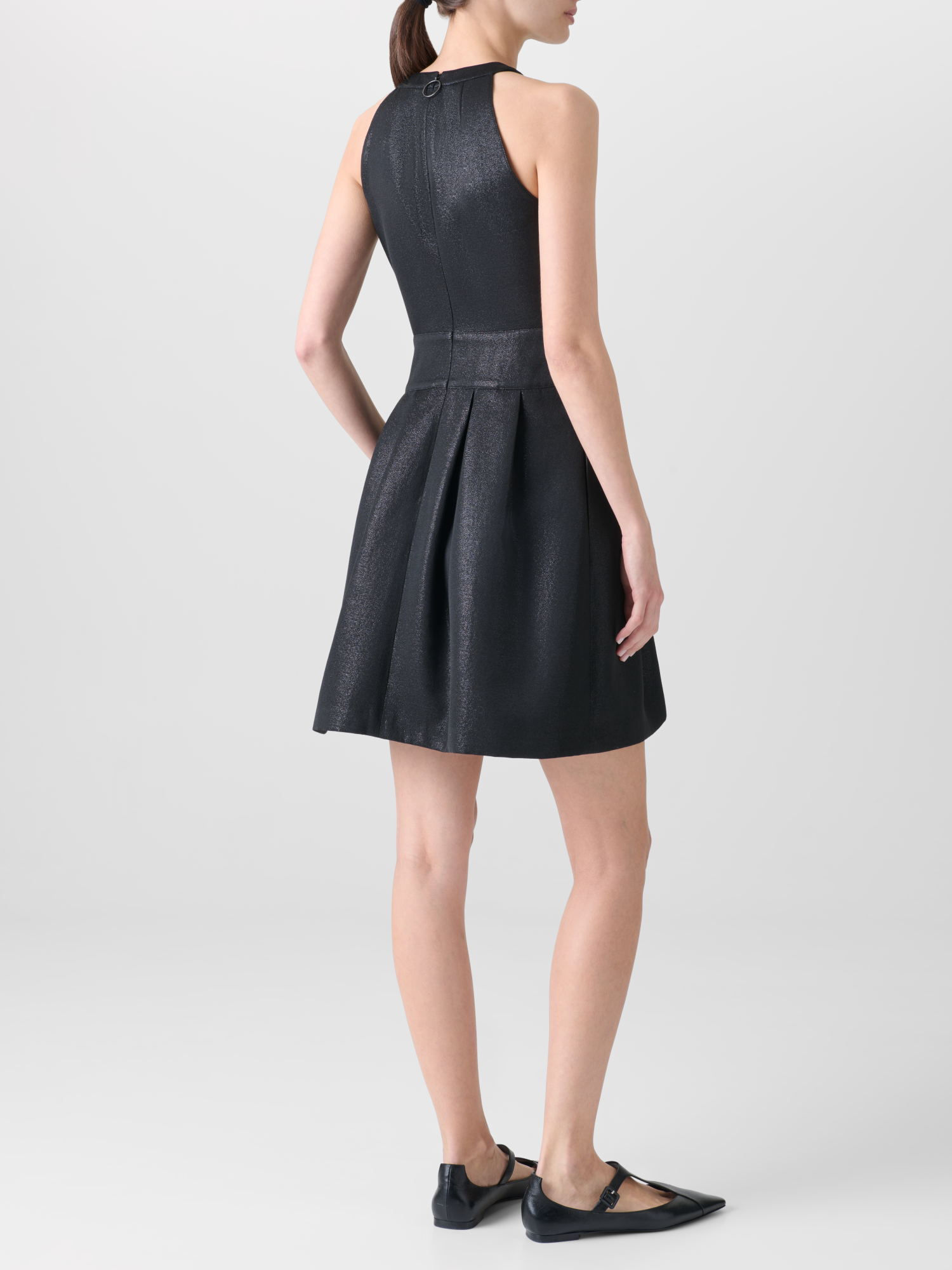 Designer Shimmering Fit and Flare Cocktail Dress - black - neutral 
