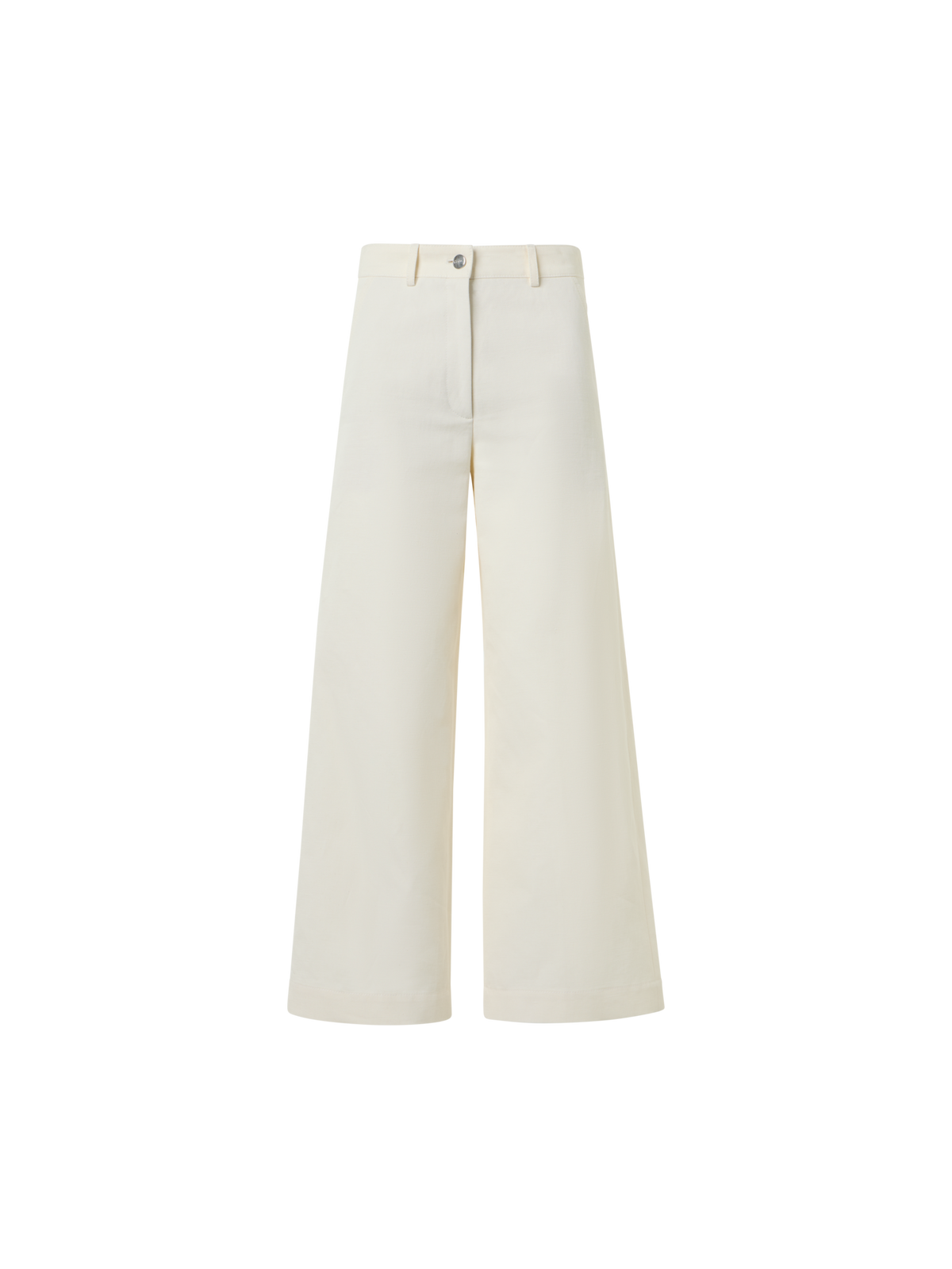Designer Cropped Wide-Leg Cotton Linen Gabardine Pants - ecru