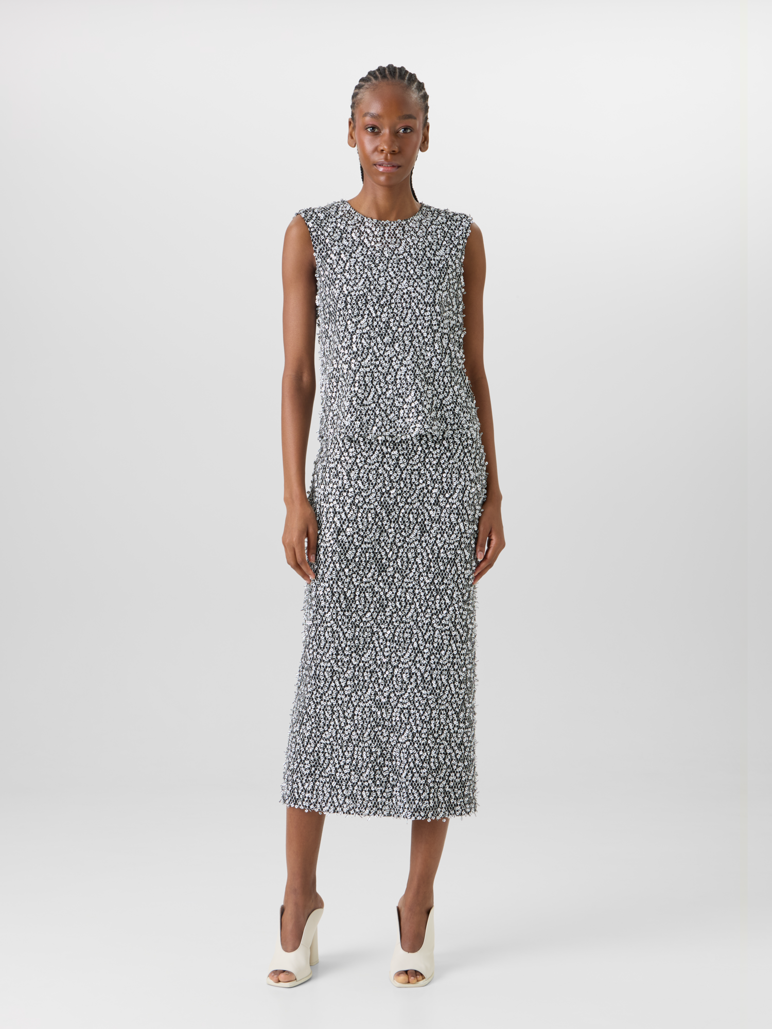 Designer Sequin Midi Tube Skirt - multicolor 