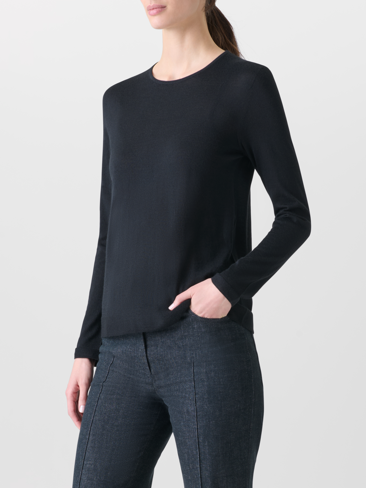 Designer Seamless Pullover from Cashmere Silk - black #editorial