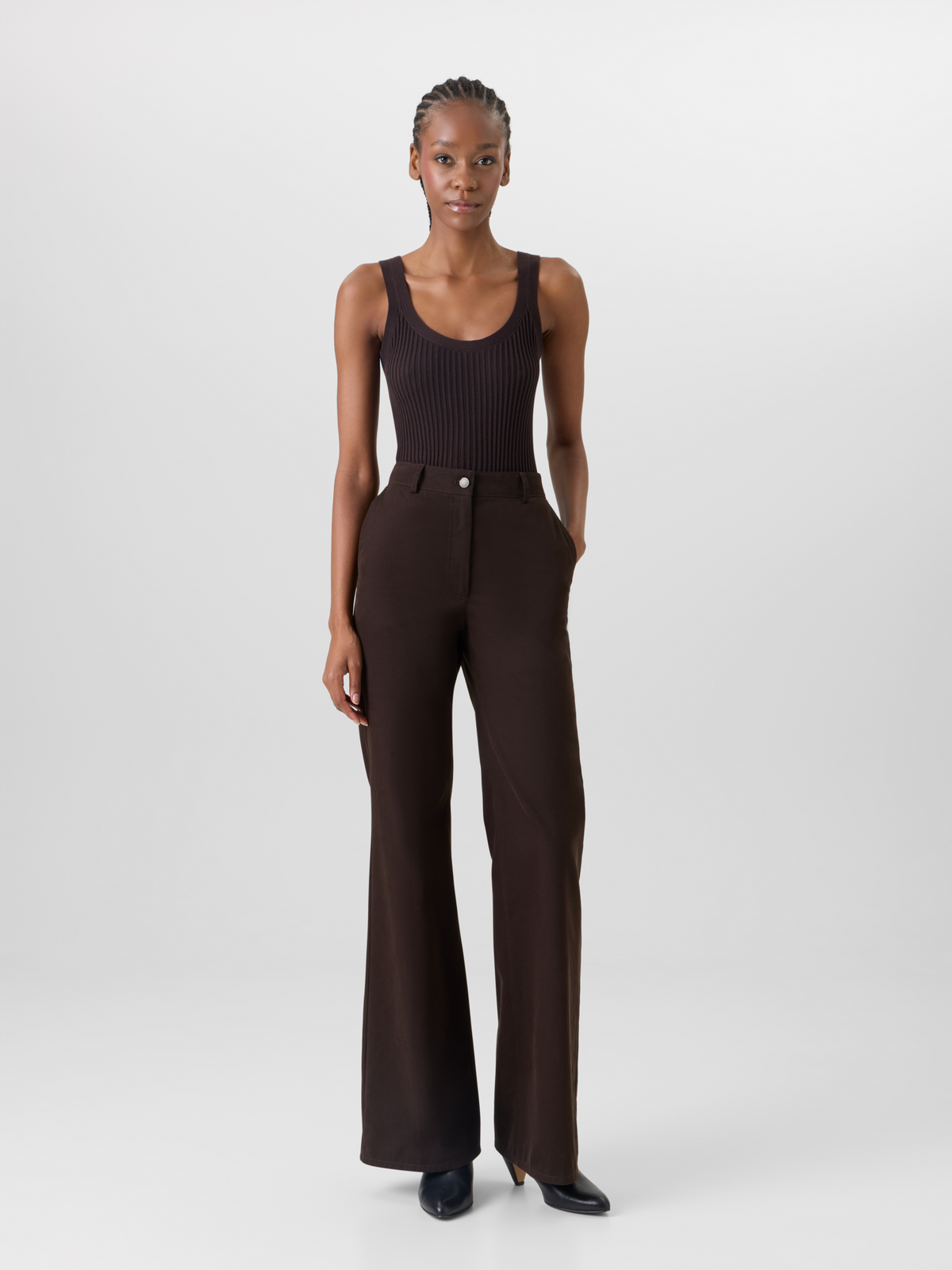 Designer Celia Bootcut Pants in Cotton Gabardine - brown #editorial