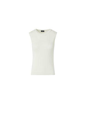 Designer Sleeveless Knit Top in Silk Stretch - ecru