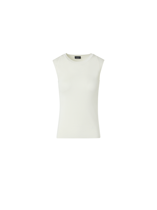 Designer Sleeveless Knit Top in Silk Stretch - ecru