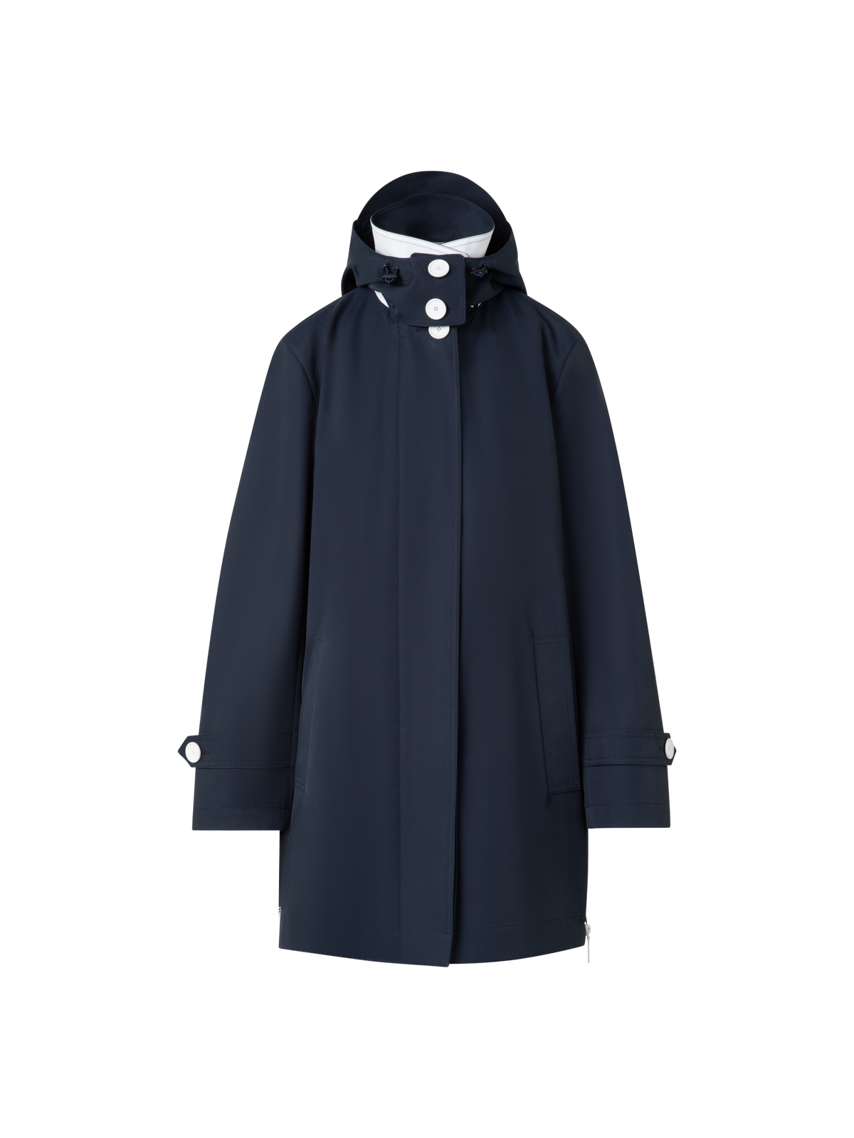 Designer Water Repellent Parka with Detachable Hood - navy - blue