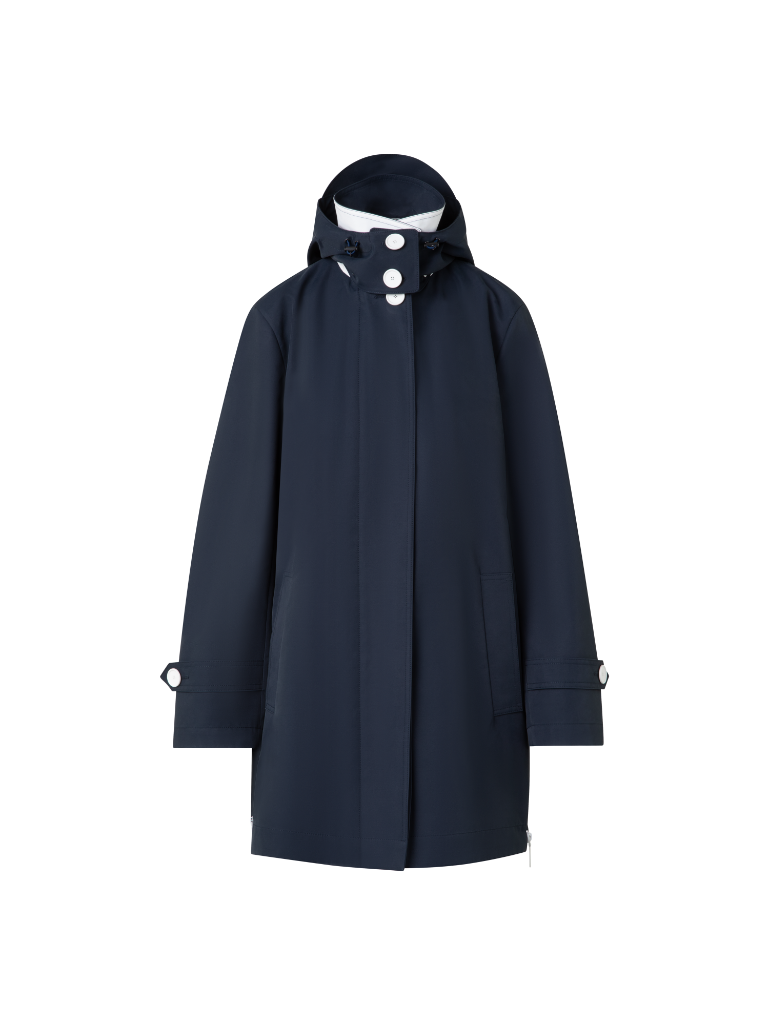 Designer Water Repellent Parka with Detachable Hood - navy - blue