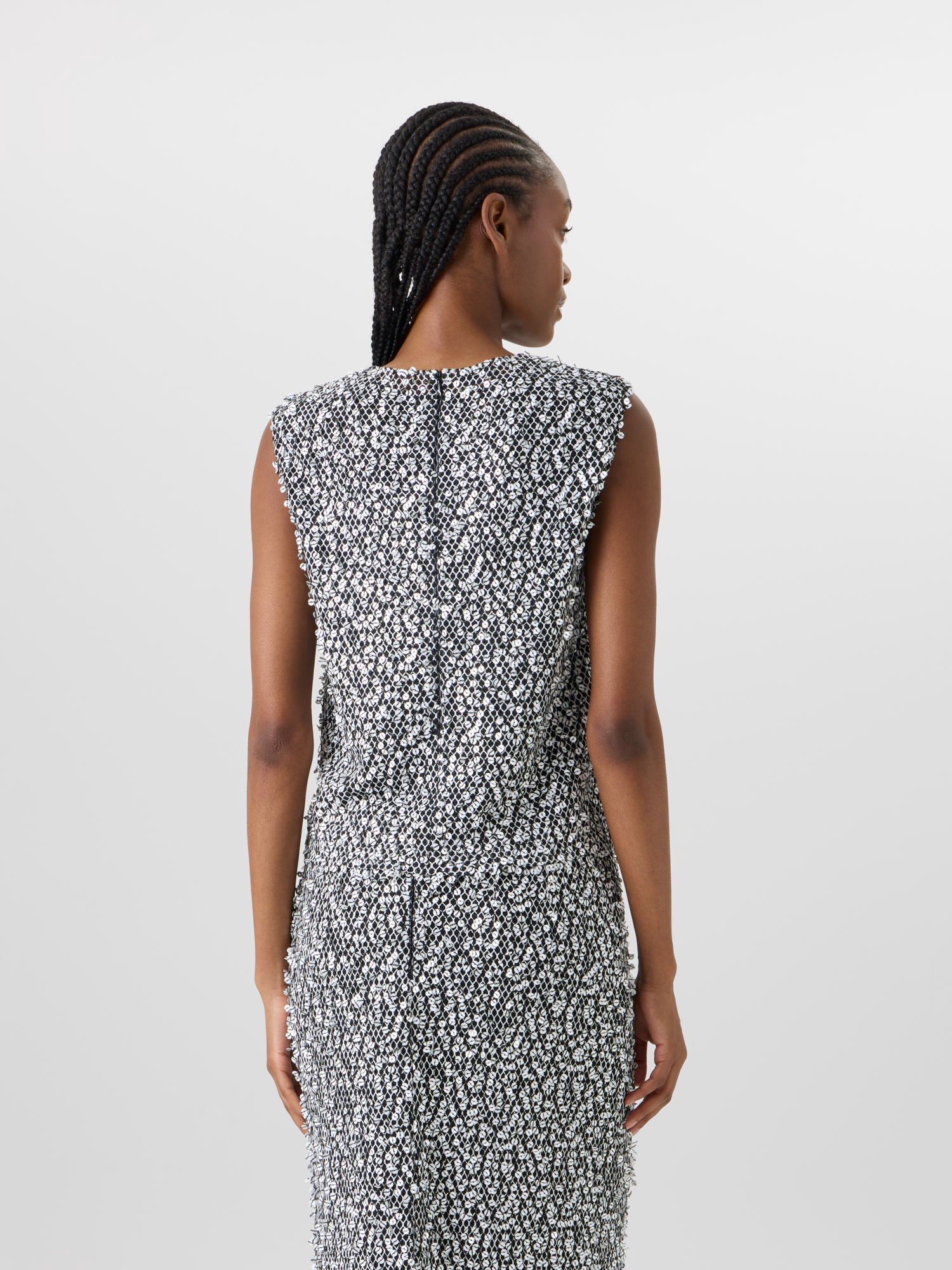 Designer Sleeveless Echo-Sequin Blouse  - multicolor - black 