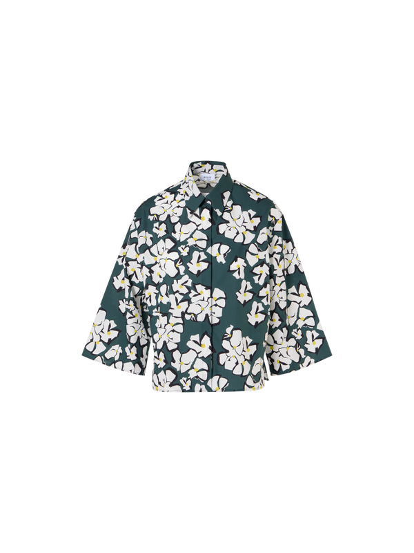 Designer Bracelet-Sleeve Papercut Flower Shirt Blouse - green
