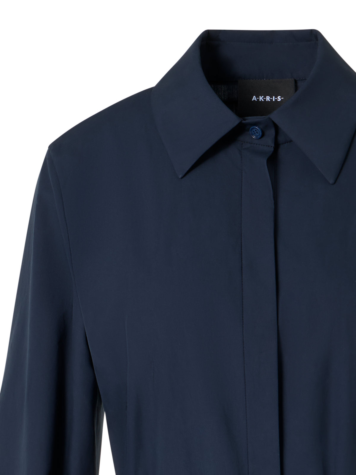 Designer Bracelet-Sleeve Cotton Poplin Midi Shirt Dress - blue