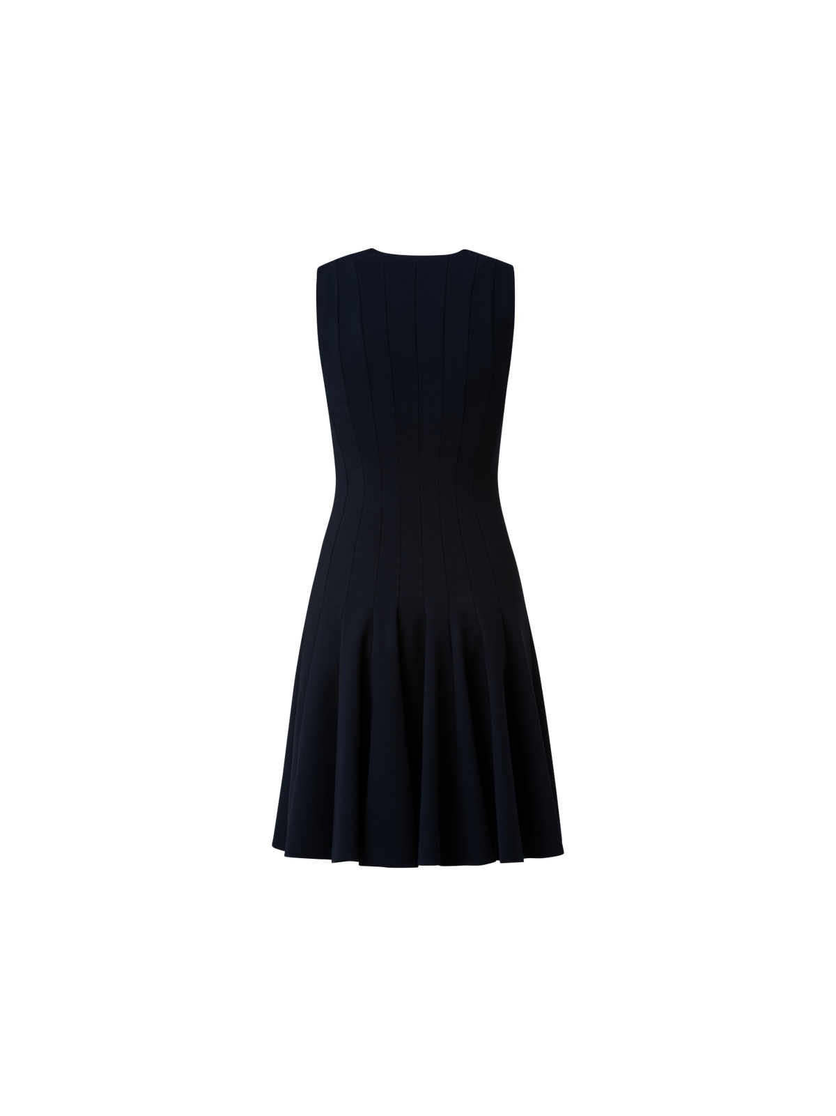 Designer Wool Double-Face Dress with Skaters Pleats - navy - blue