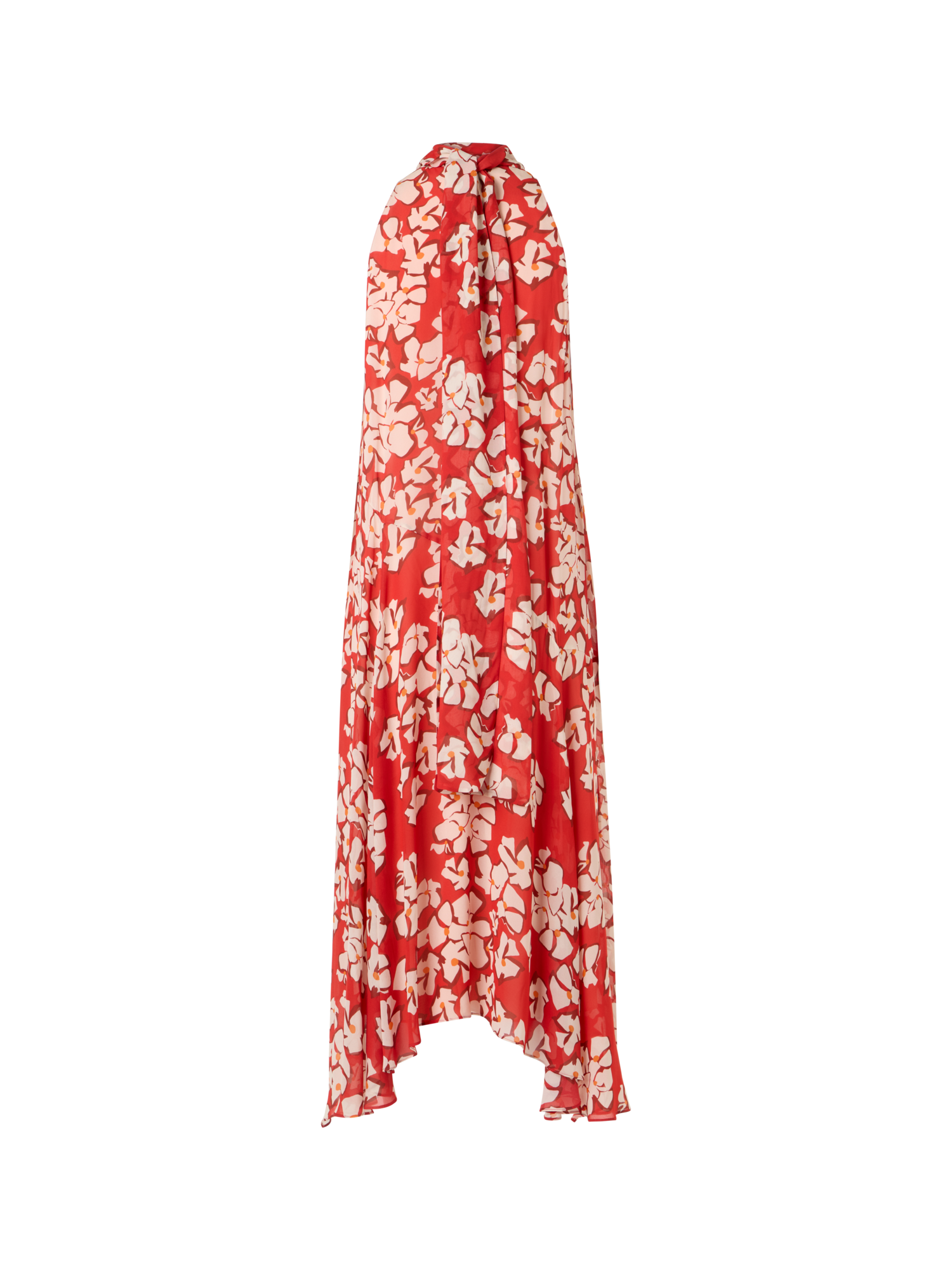 Designer Sleeveless Papercut Flower Midi Dress - red