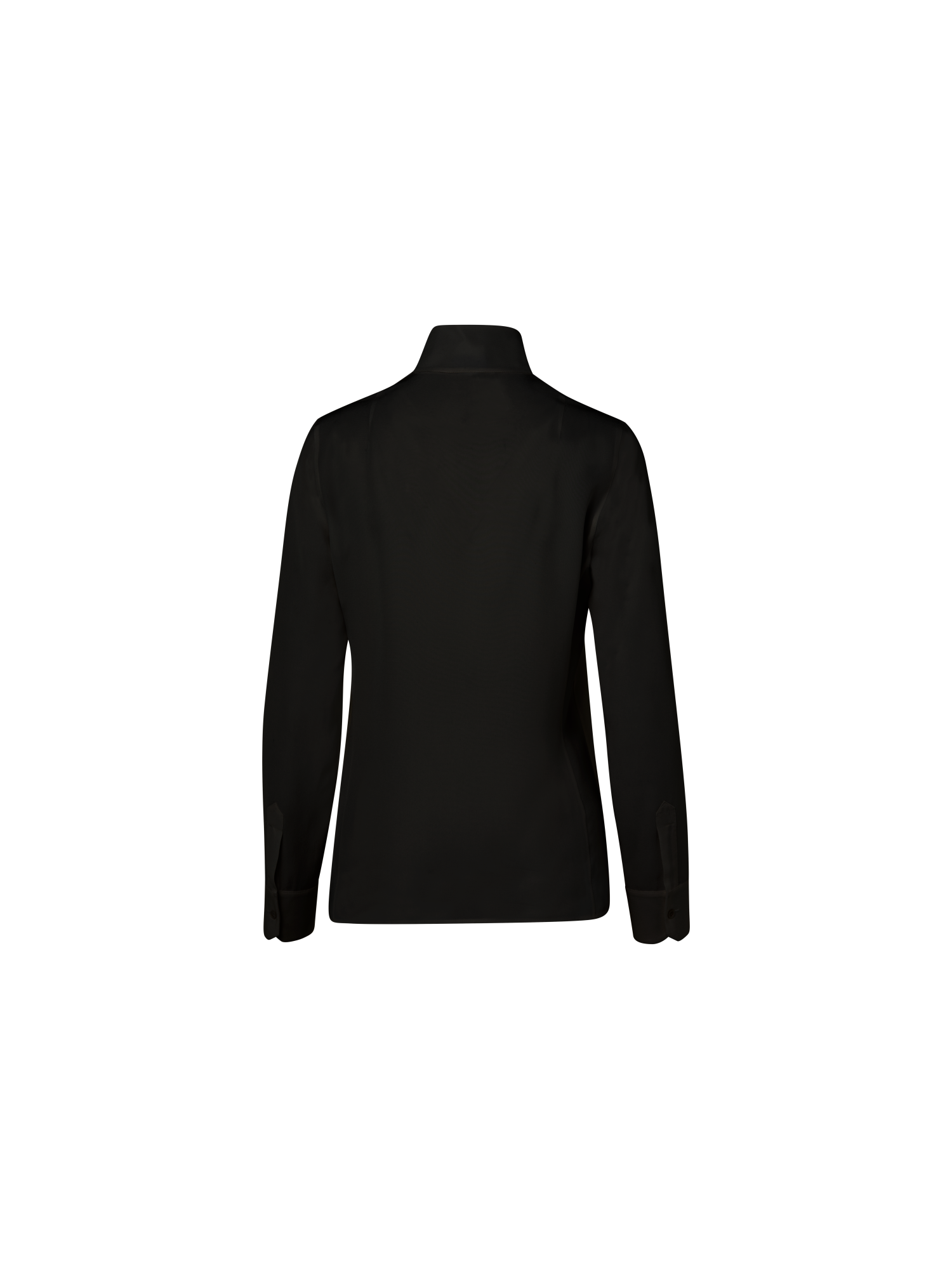 Designer Long Sleeve Silk Blouse with Stand-up Collar - black