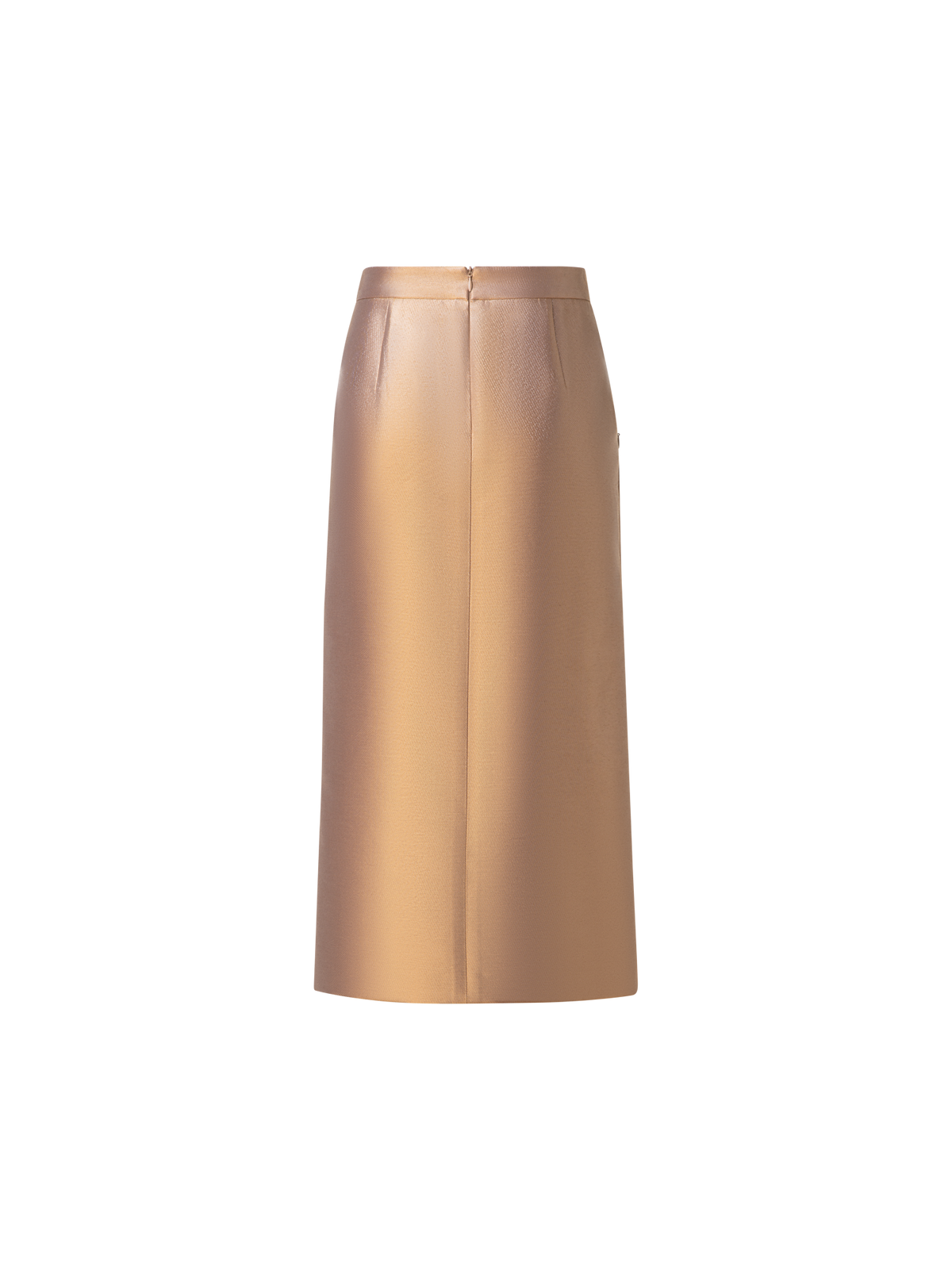 Designer Cotton and Lurex Pencil Skirt with Slit - gold