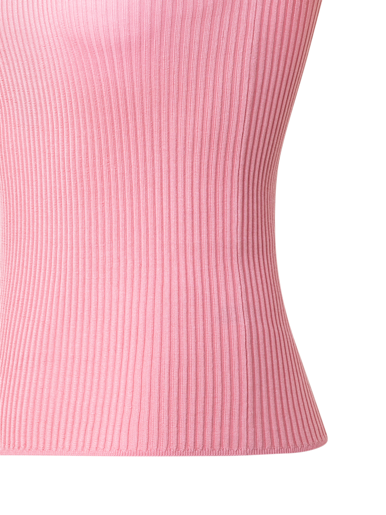 Designer Silk Knit Rib Tank Top with Knitted Trim - pink
