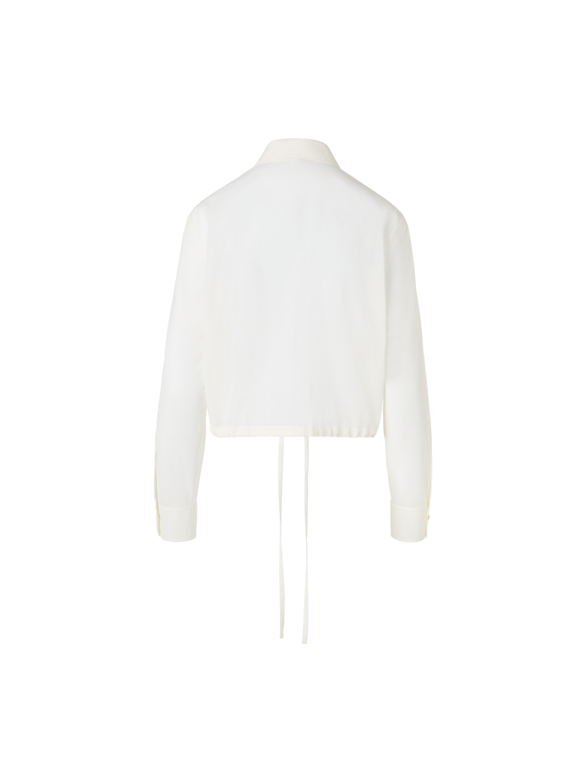 Designer Long-Sleeve Cotton Voile Blouson Shirt - ecru