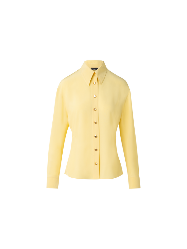 Designer Fitted Silk Blouse - pastel - yellow