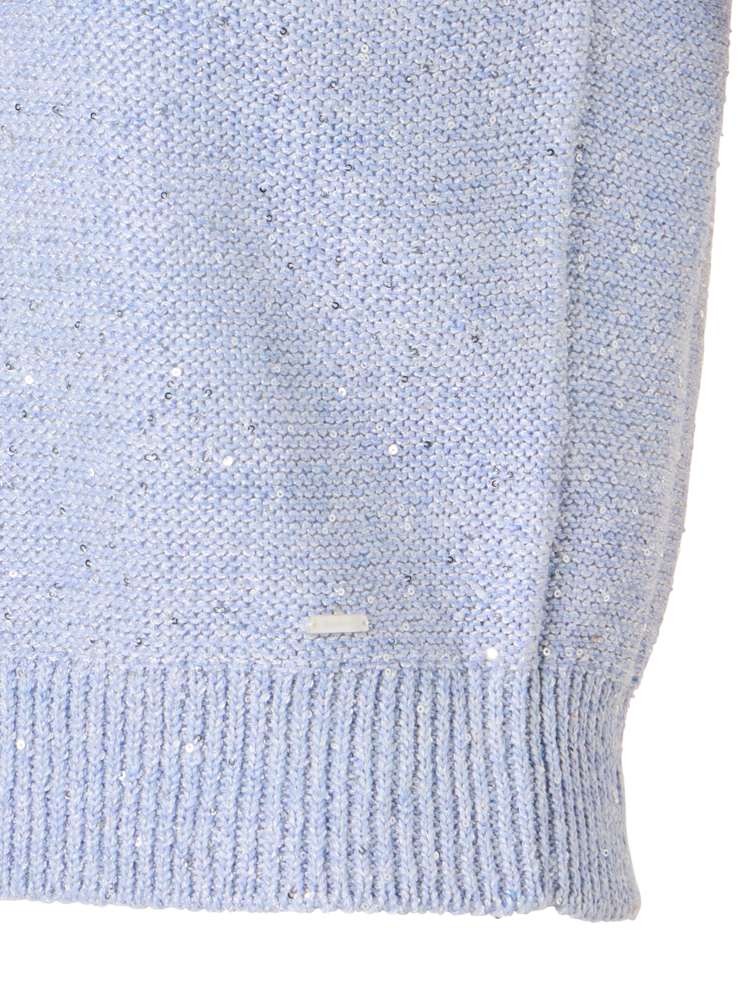 Designer Sleeveless Linen Cotton Knit Top with Sequins - blue