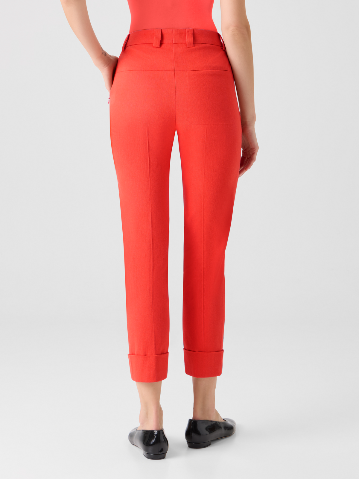Designer Maxima Tapered Cotton Denim Pants - red #editorial