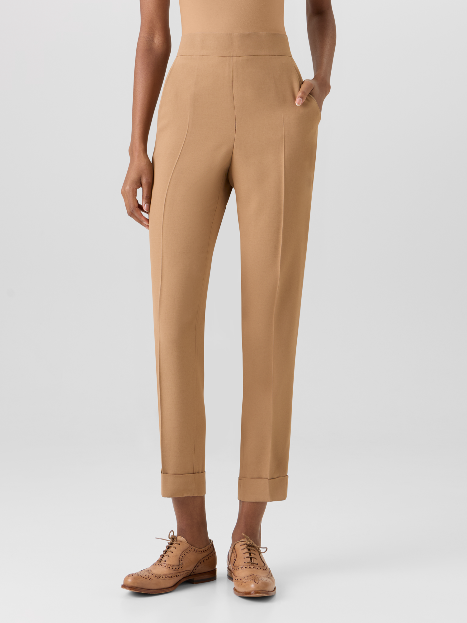 Designer Chris Tapered Pants in Acetate-Viscose Crêpe - brown 