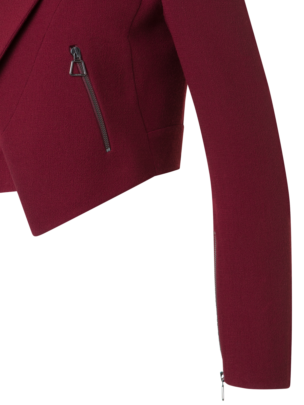 Designer Asymmetrical Cropped Jacket in Wool Double-Face - red