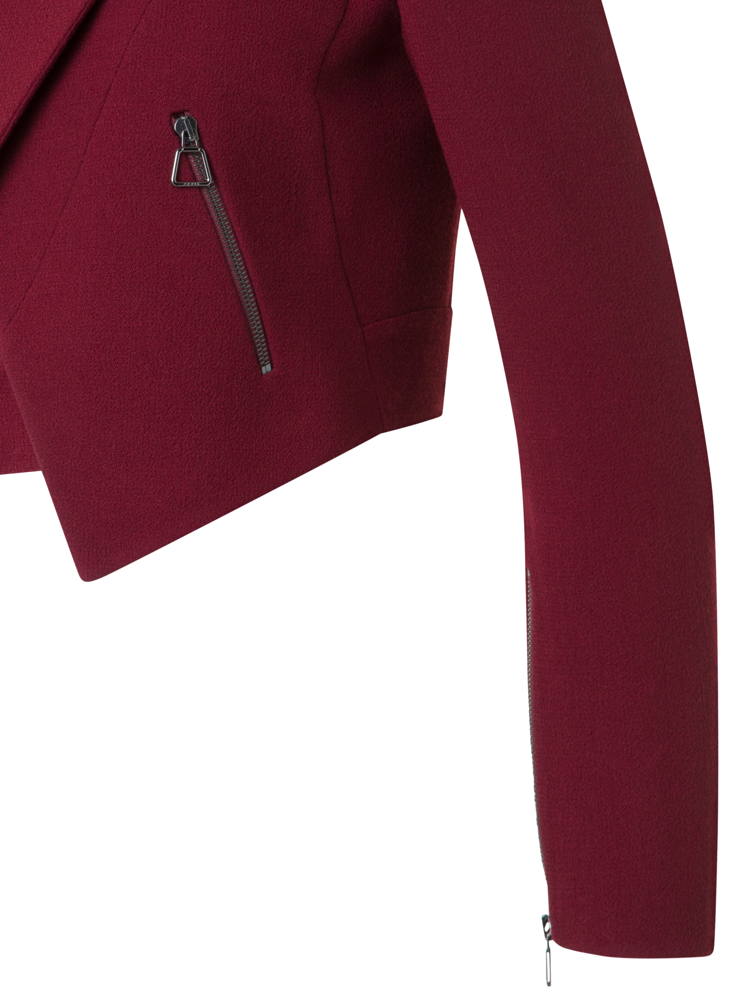 Designer Asymmetrical Cropped Jacket in Wool Double-Face - red