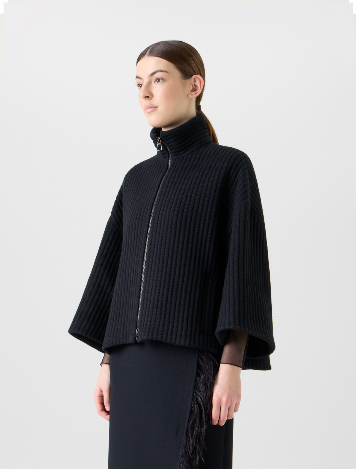 Designer Boxy Structured Corduroy Wool Cashmere Jacket - black - neutral #editorial