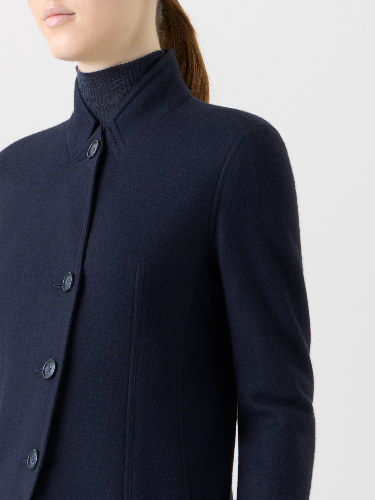 Designer Long Cashmere Jersey  Jacket - neutral - navy - blue 