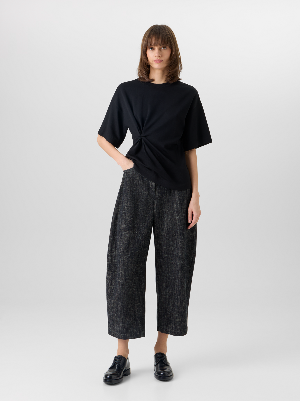 Designer Farrow Pants in Washed Heavyweight Cotton Denim - black #editorial
