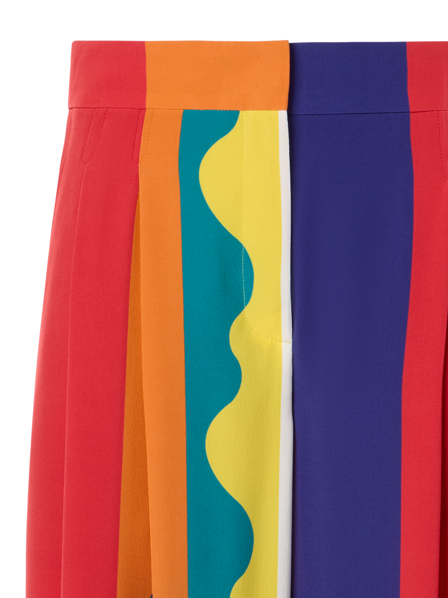 Designer Cassie Wide Silk Pants with Paravent Print - multicolor