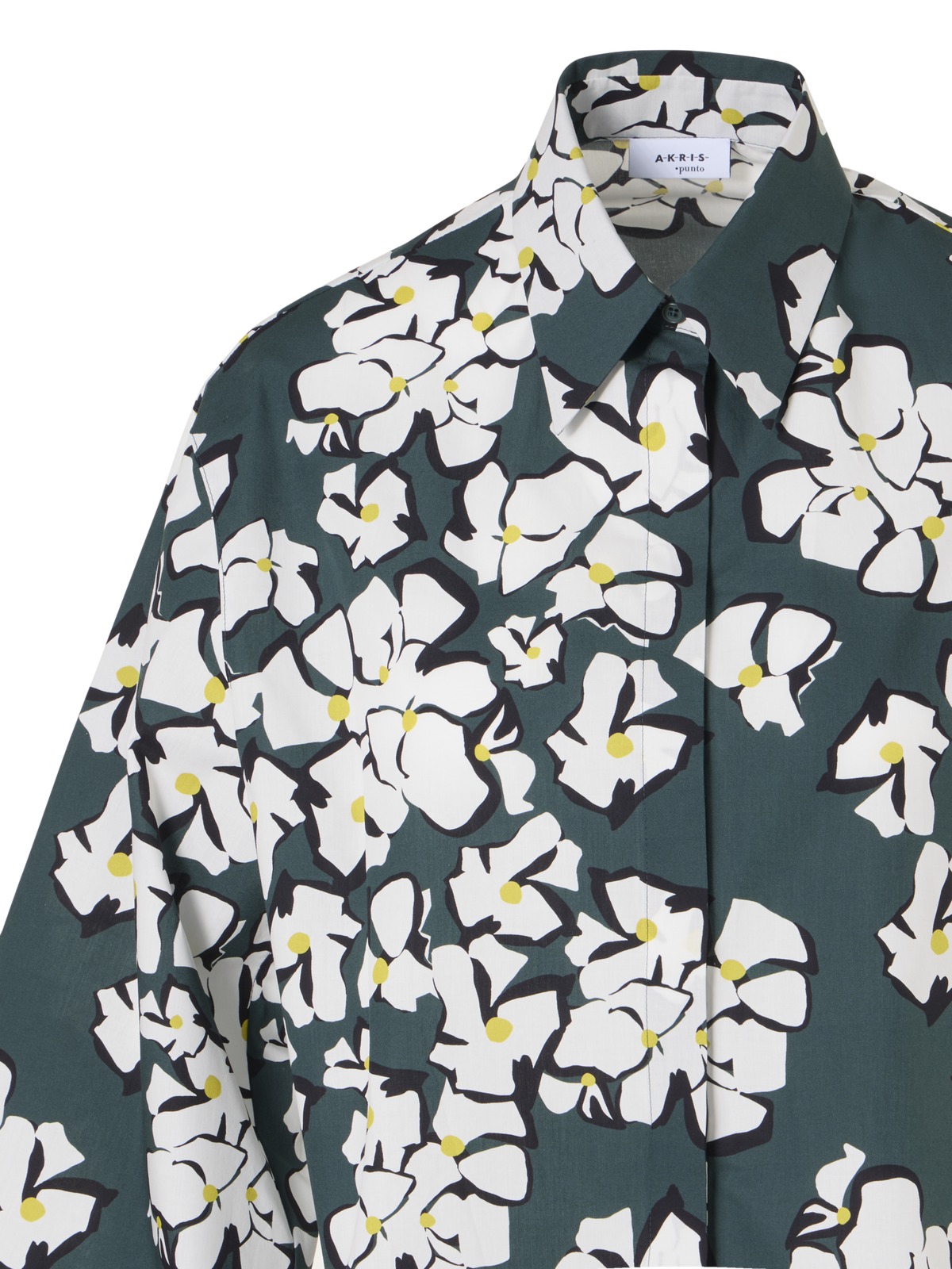 Designer Bracelet-Sleeve Papercut Flower Shirt Blouse - green