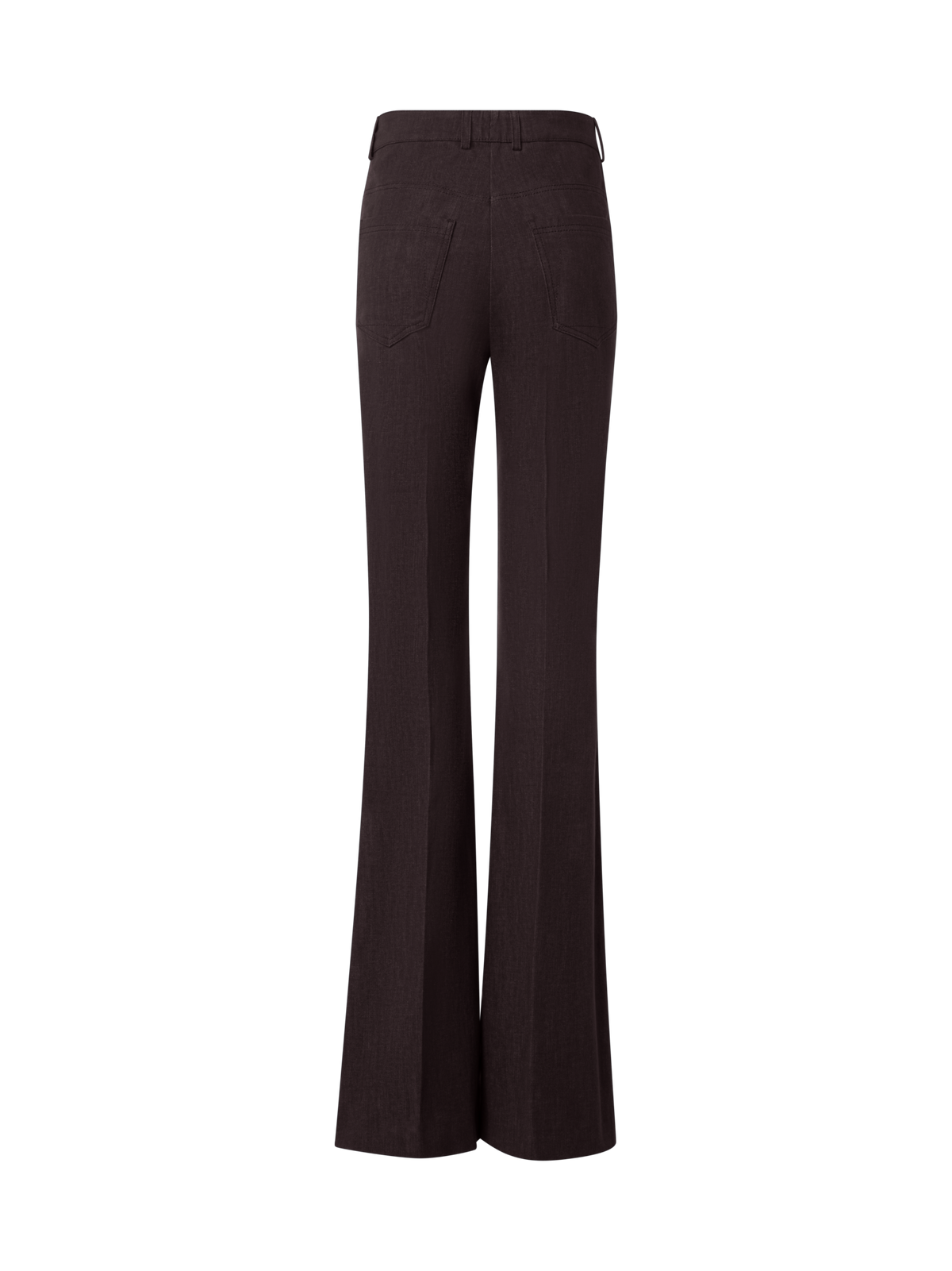 Designer Bootcut Pants in Cotton Denim Stretch - brown