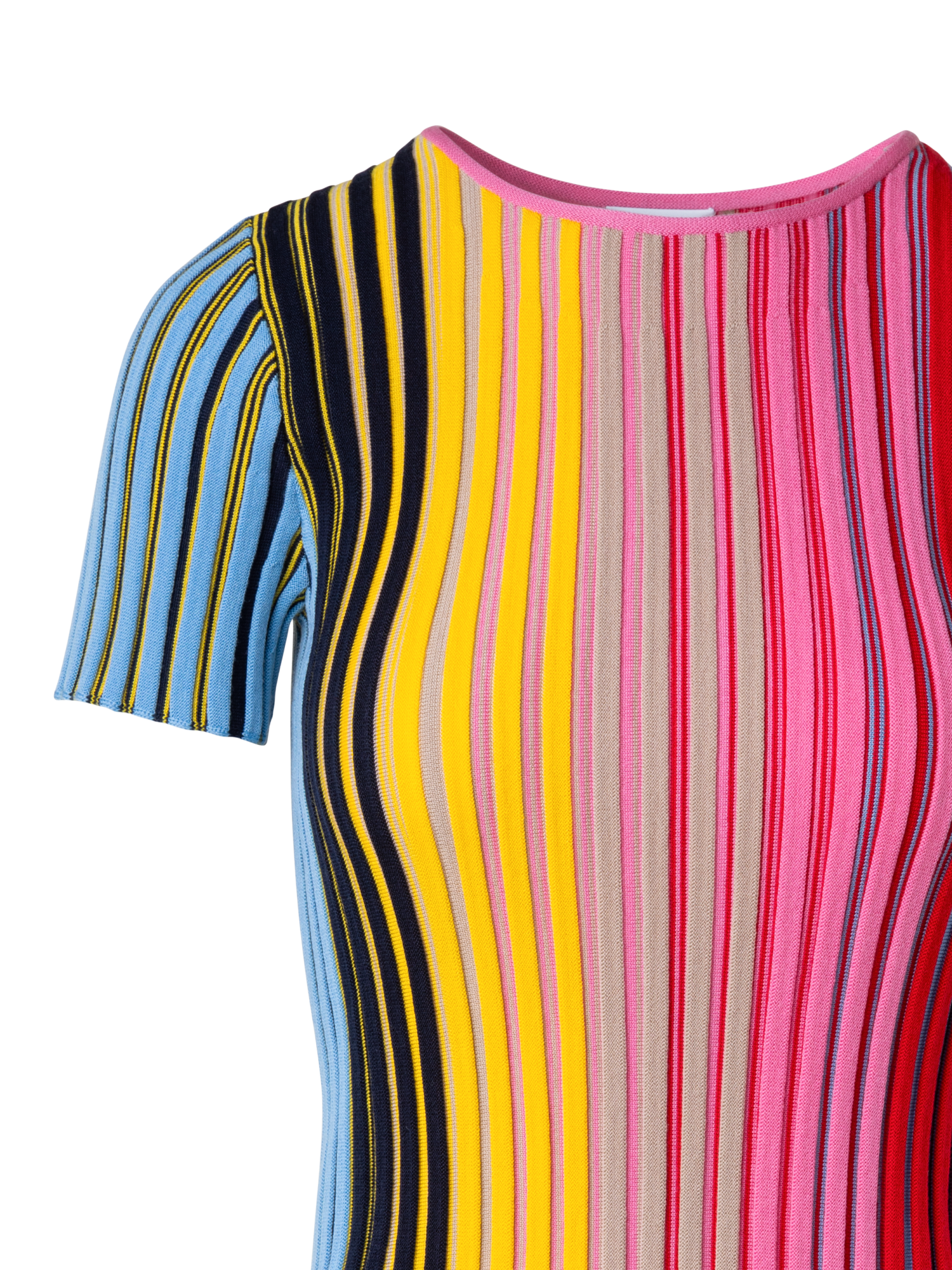 Designer Merino Wool Top with Rainbow Rib - multicolor