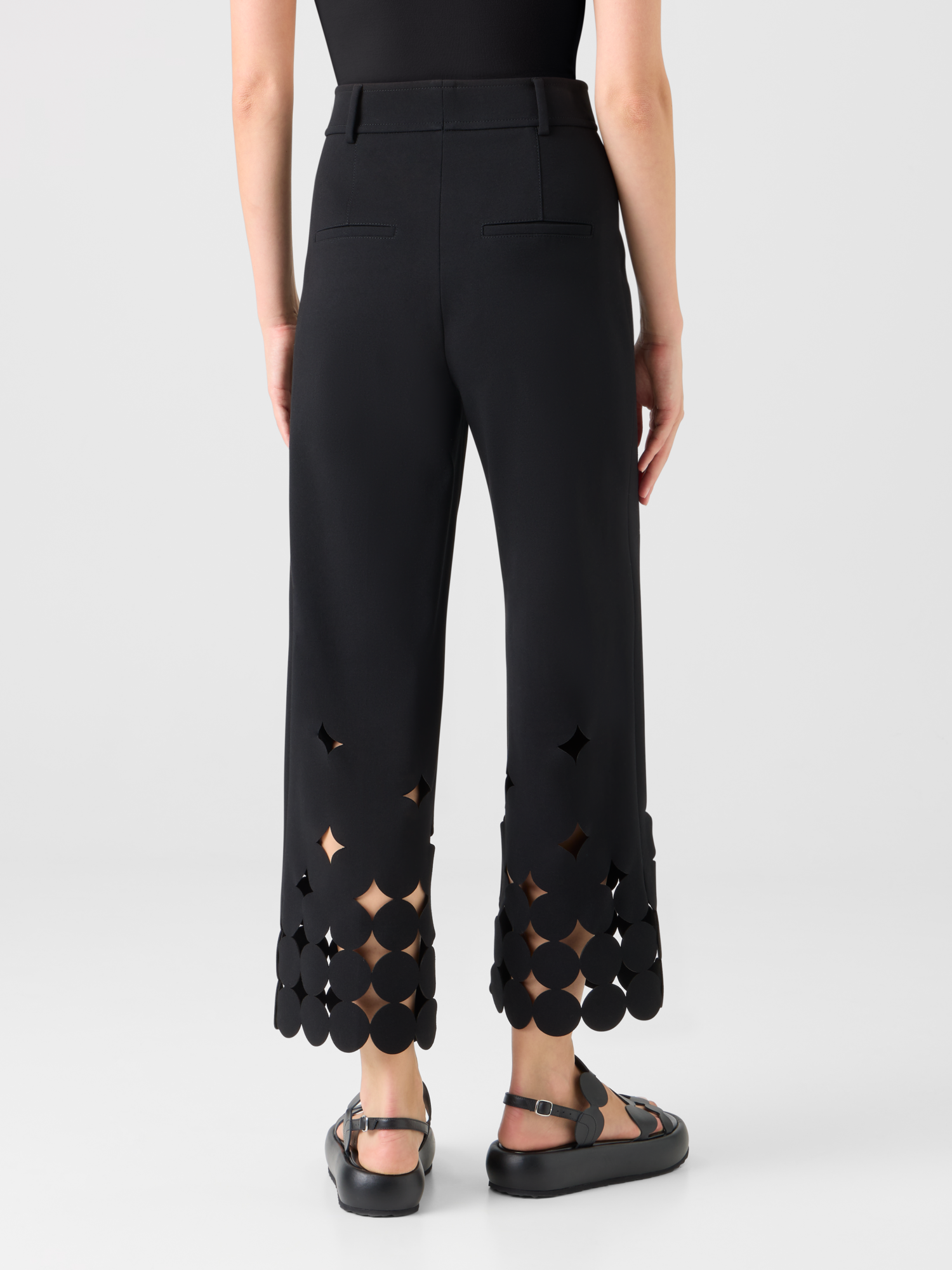 Designer Dropping Dot Cut-Out Jersey Pants - black 