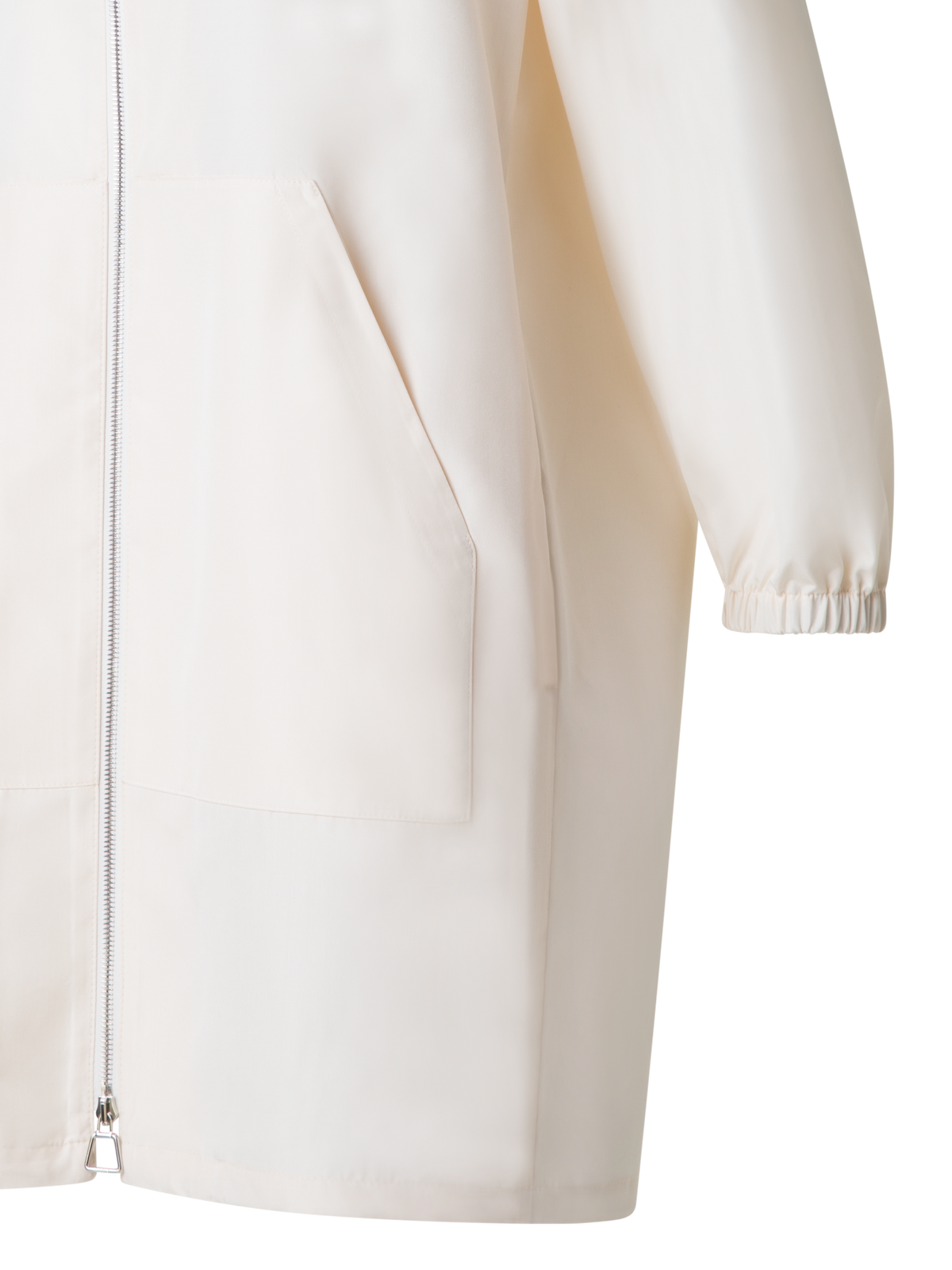 Designer Silk Taffeta Parka with Hood - neutral - ecru - white