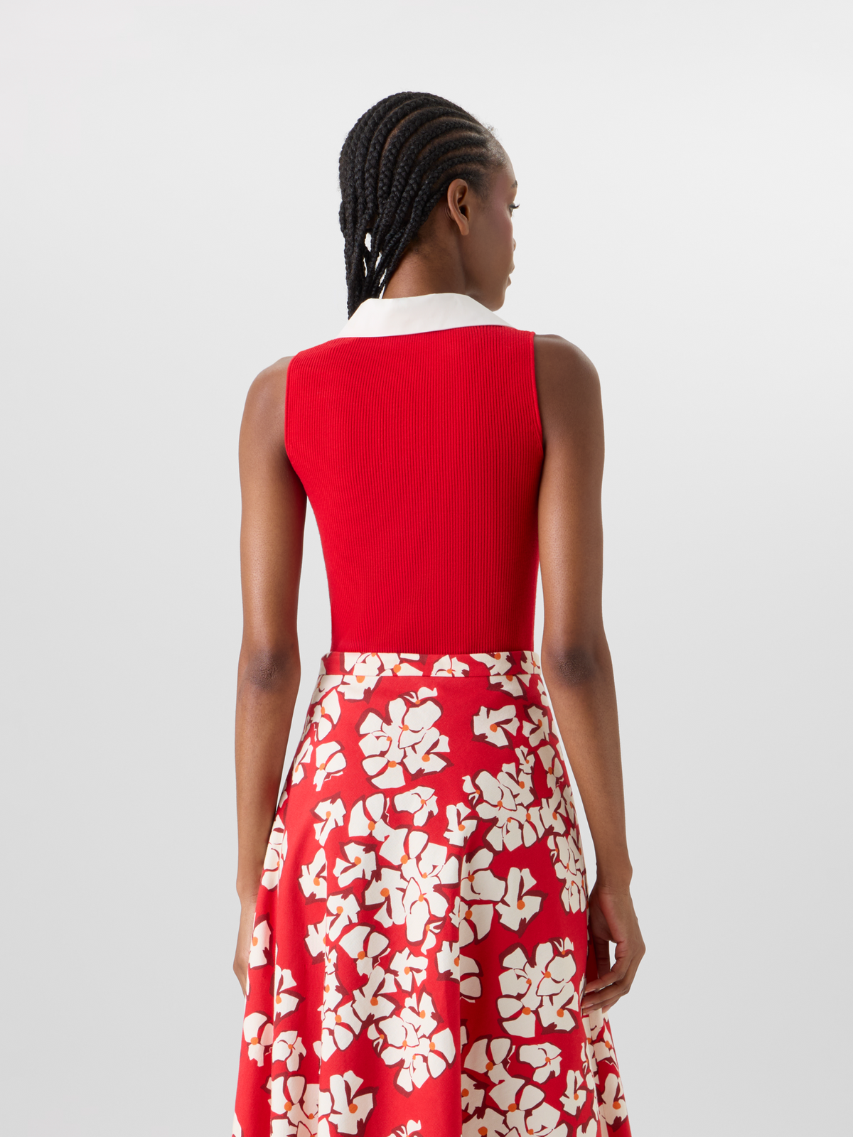 Designer Sleeveless Merino Wool Knit Polo - red #editorial