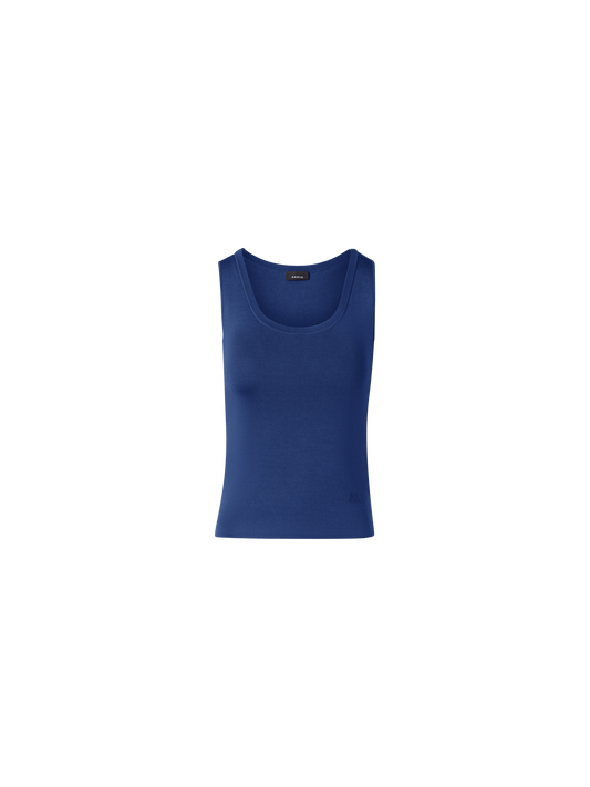 Designer Silk Knit Tank Top - navy - blue