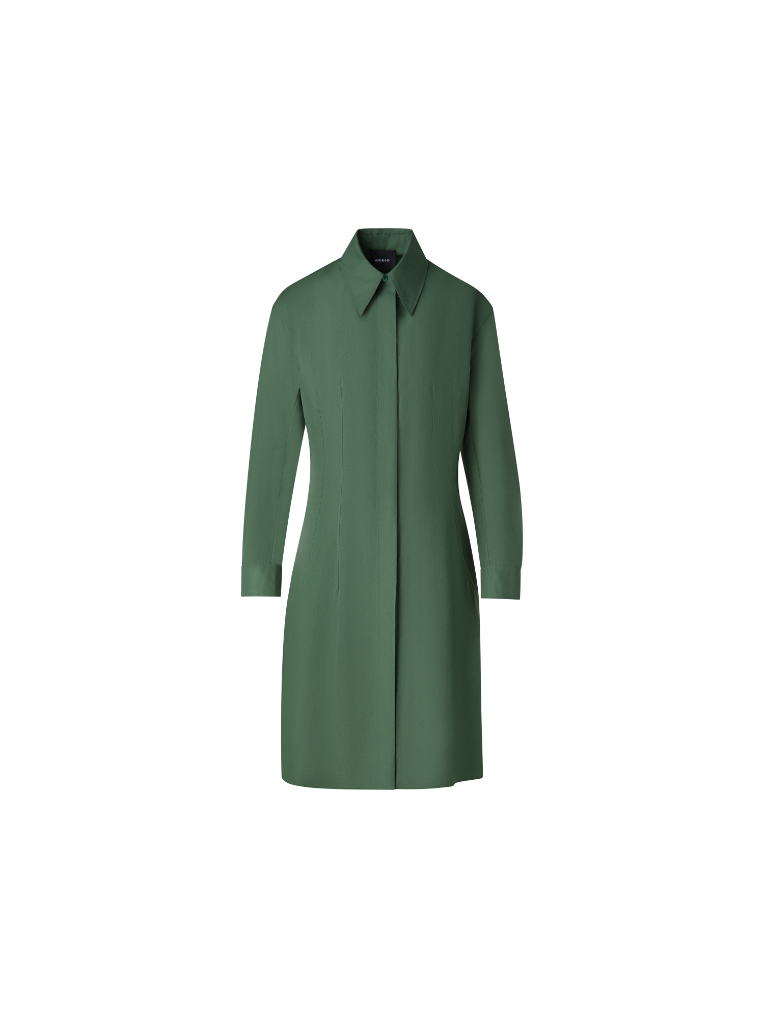 Designer Fitted Cotton Shirt Dress - green